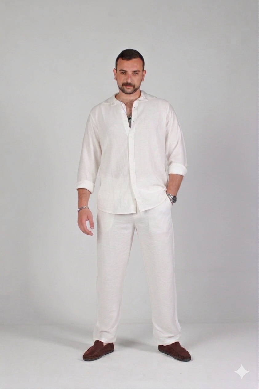 Unisex White Linen Pants