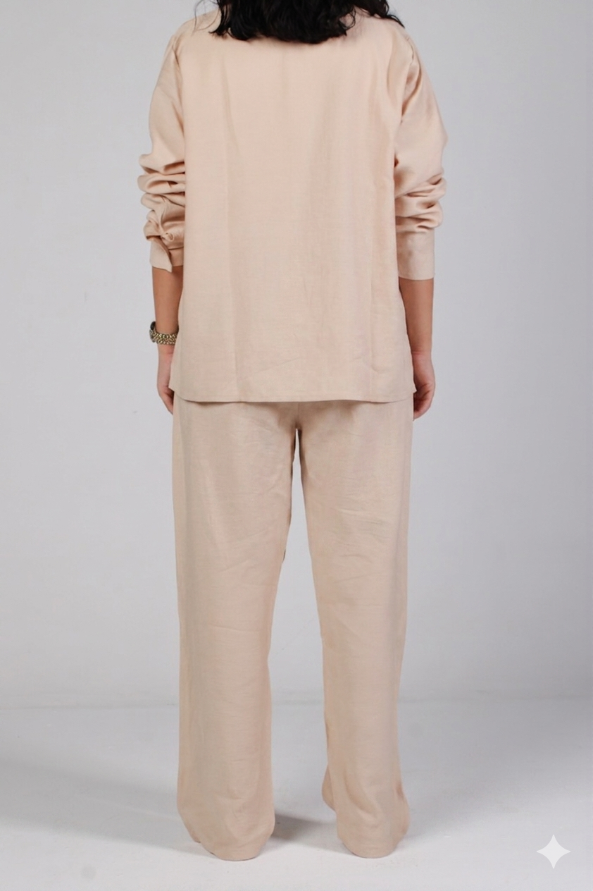 Unisex Beige Linen Pants