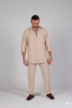 Unisex Beige Linen Pants