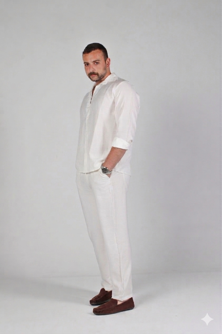 Unisex White Linen Pants