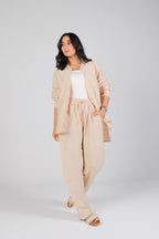 Unisex Beige Linen Pants