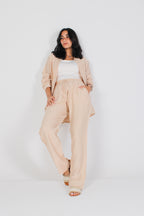 Unisex Beige Linen Pants