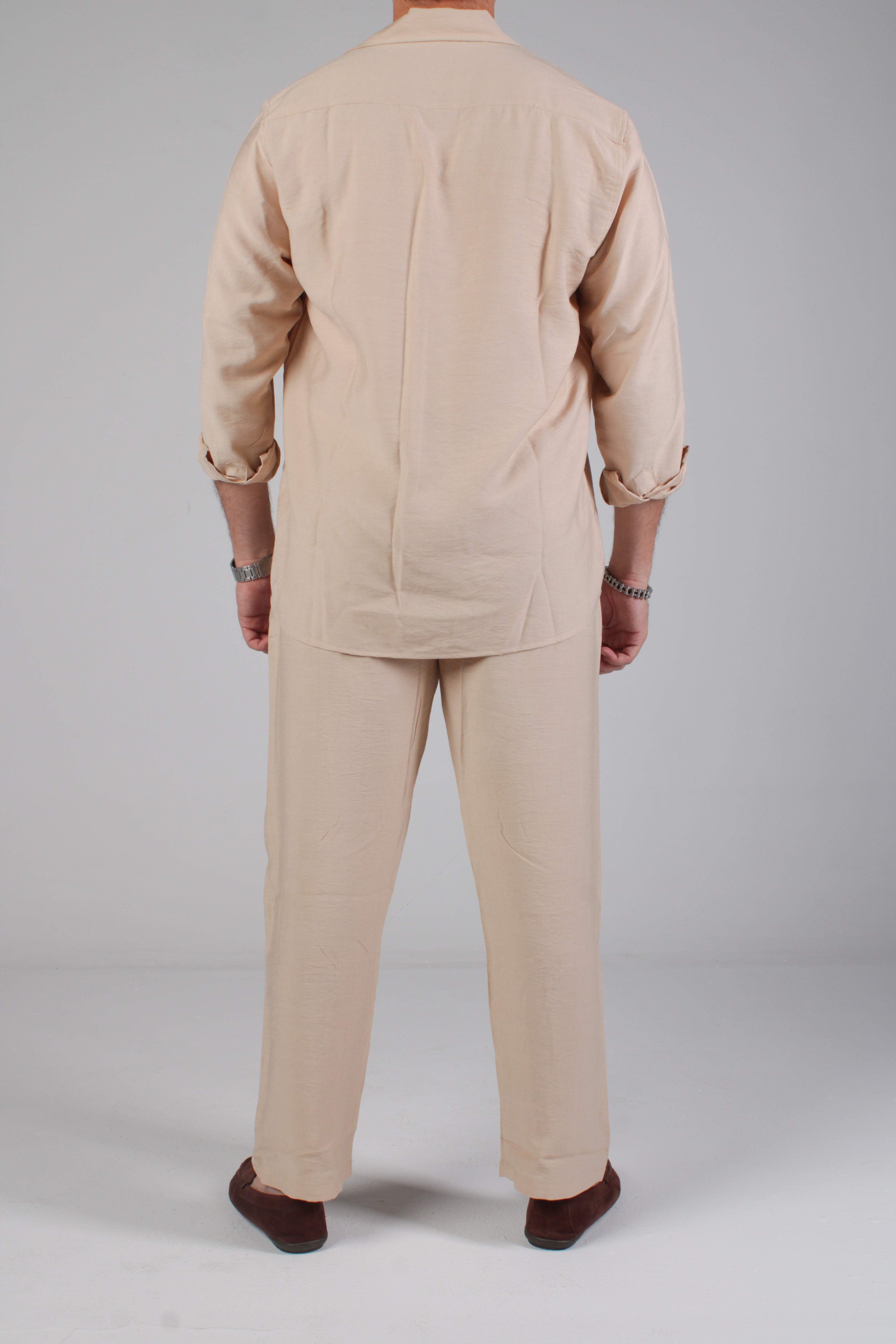 Unisex Beige Linen Pants