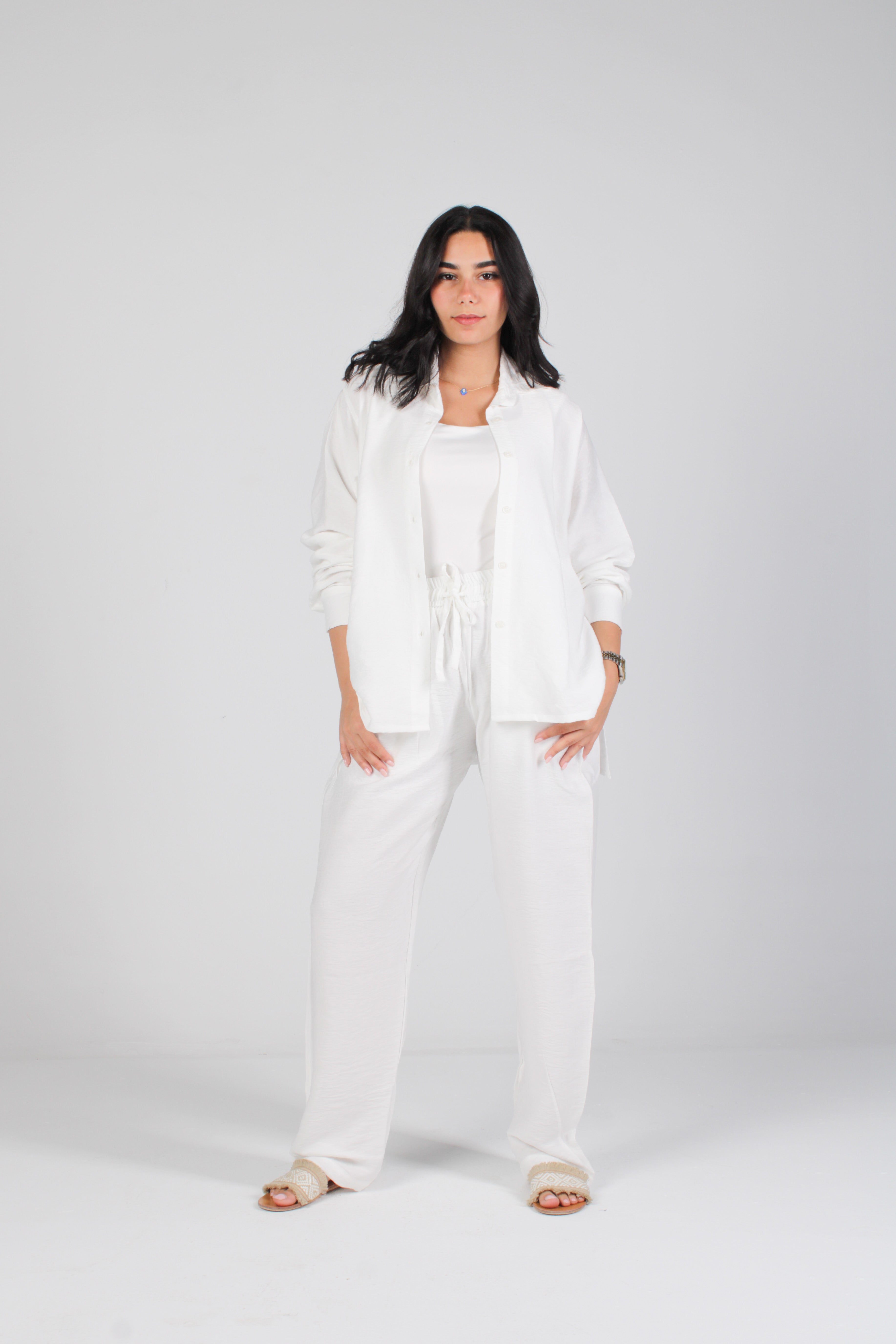 Unisex White Linen Pants